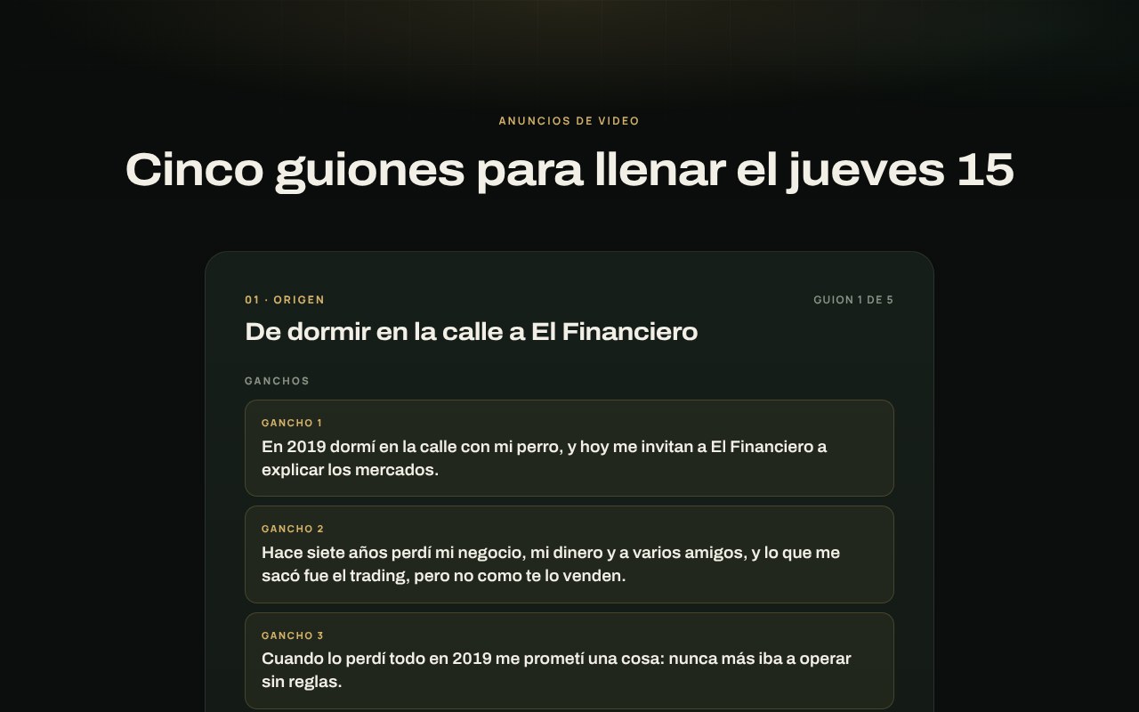 Vista previa de los guiones
